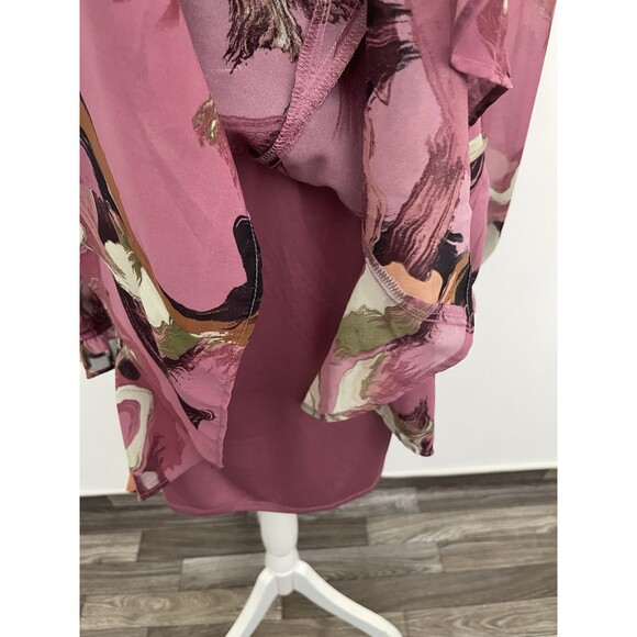 Nine West Women's Long Sleeve Belted Chiffon Mini Dress Large Mock Neck - Picture 11 of 14